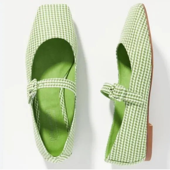 Anthropologie x Jeffrey Campbell Square Toe Gingham Maryjane Ballet Flats