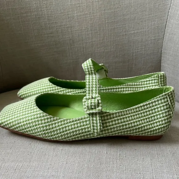 Anthropologie x Jeffrey Campbell Square Toe Gingham Maryjane Ballet Flats