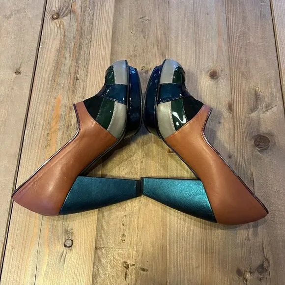 Anthropologie KRON Sculptural leather Peep Toe Heels Size 37