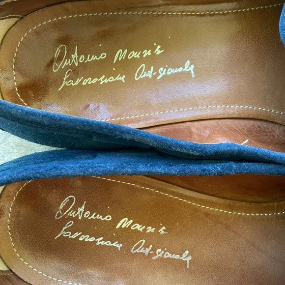 Antonio Maurizi Tassel Loafers in Blue Suede Made in Italy Men's Size 10.5