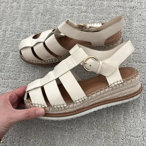Antonio Melani Carolie Espadrille Platform Wedge Fisherman Sandals cream