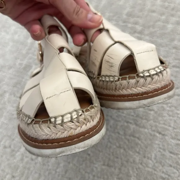 Antonio Melani Carolie Espadrille Platform Wedge Fisherman Sandals cream