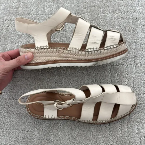 Antonio Melani Carolie Espadrille Platform Wedge Fisherman Sandals cream