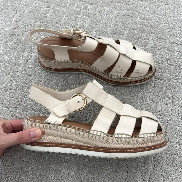 Antonio Melani Carolie Espadrille Platform Wedge Fisherman Sandals cream