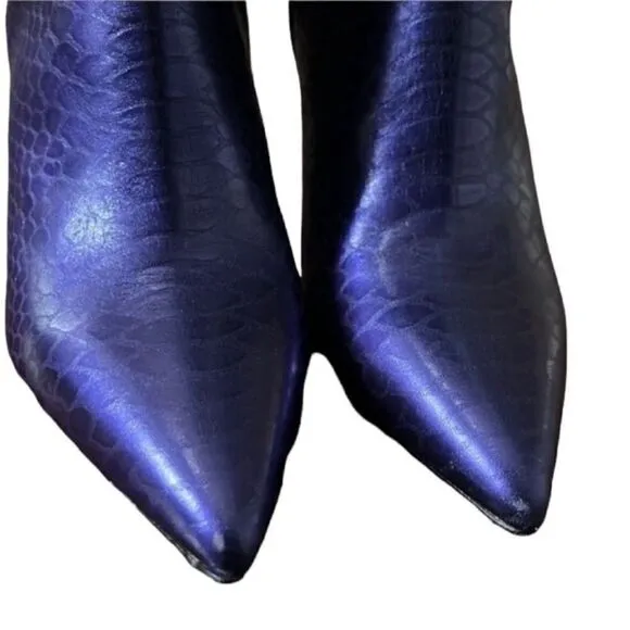 Antonio Melani Metallic Lavender SnakePrint Leather Western Tall Boots(Size 6M)