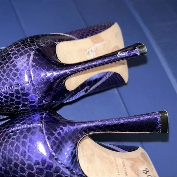 Antonio Melani Metallic Lavender SnakePrint Leather Western Tall Boots(Size 6M)