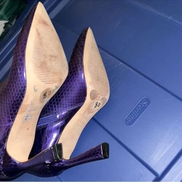 Antonio Melani Metallic Lavender SnakePrint Leather Western Tall Boots(Size 6M)
