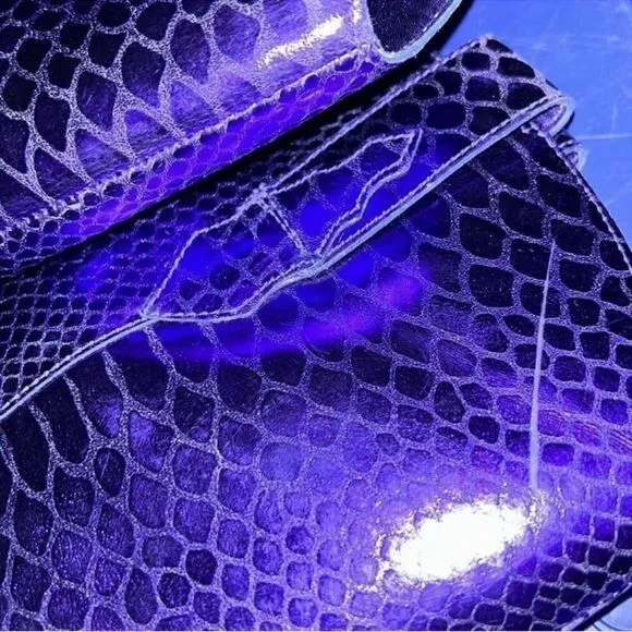 Antonio Melani Metallic Lavender SnakePrint Leather Western Tall Boots(Size 6M)
