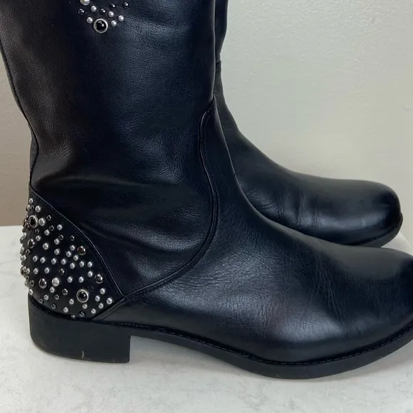 APEPAZZA STUDDED LEATHER MID BOOTS 40 CONTEMPORARY ITALIAN