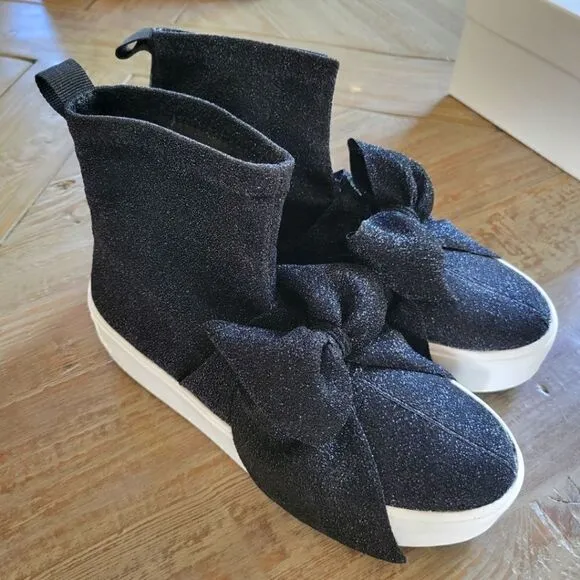 Apepazza Bow Glitter Booties Shoes 39 New