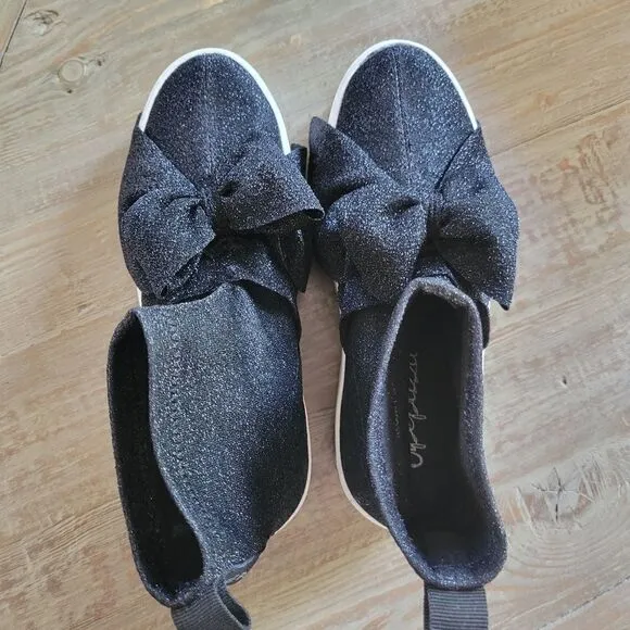 Apepazza Bow Glitter Booties Shoes 39 New