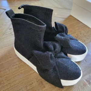 Apepazza Bow Glitter Booties Shoes 39 New