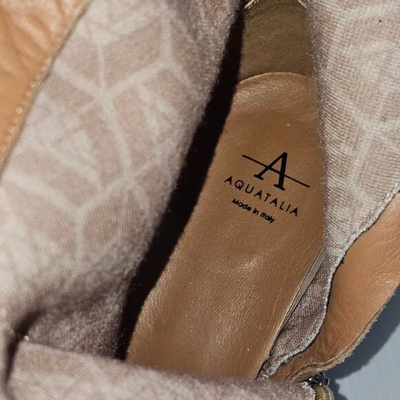 Aquatalia Bellamy Ankle Bootie Heeled Water Resistant Sienna Brown Suede Size 10