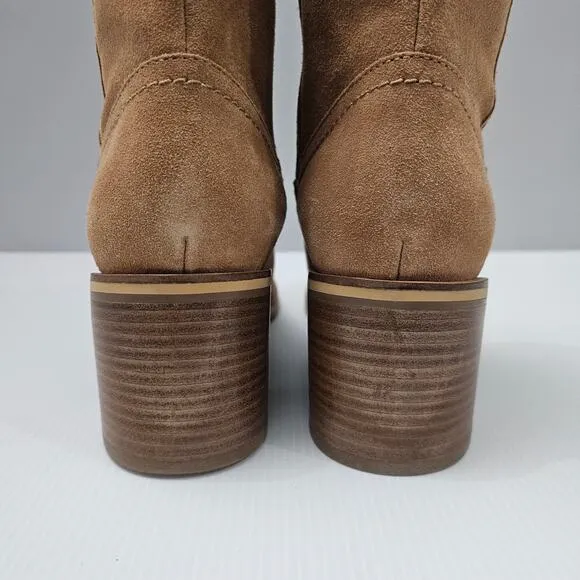 Aquatalia Bellamy Ankle Bootie Heeled Water Resistant Sienna Brown Suede Size 10