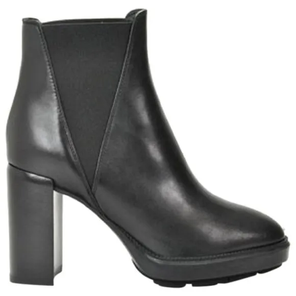 Aquatalia Black Weatherproof Leather High Heel Boots