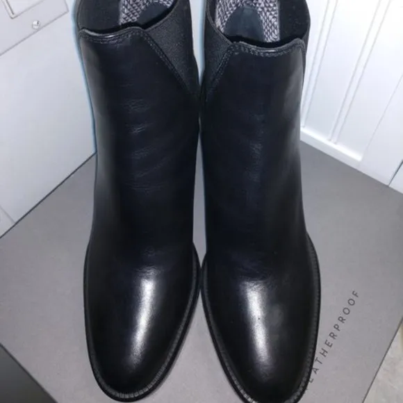 Aquatalia Black Weatherproof Leather High Heel Boots