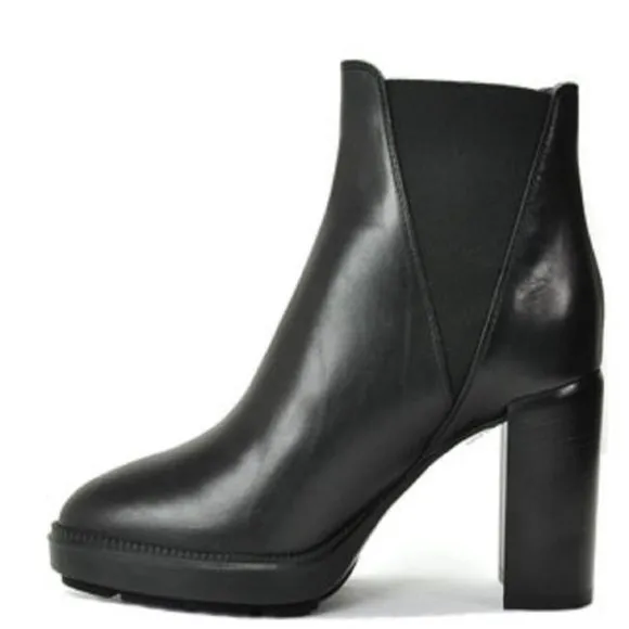 Aquatalia Black Weatherproof Leather High Heel Boots