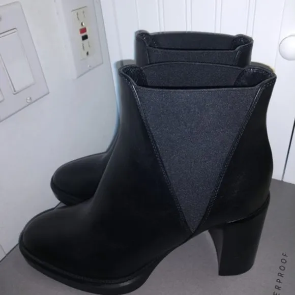 Aquatalia Black Weatherproof Leather High Heel Boots