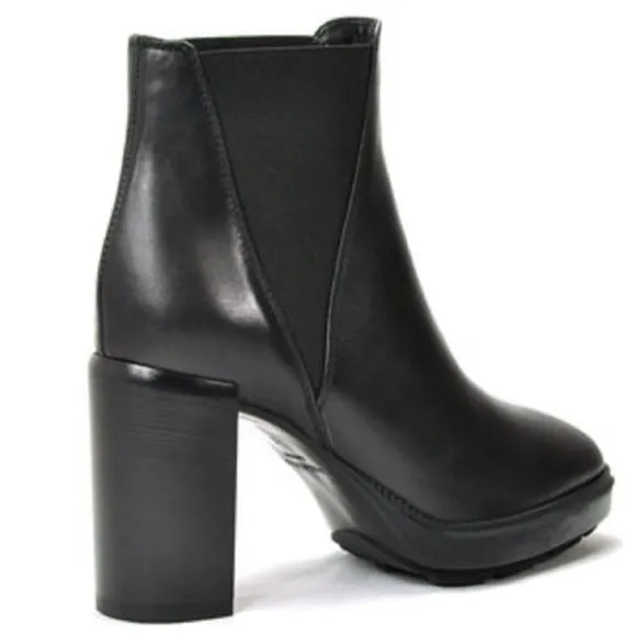 Aquatalia Black Weatherproof Leather High Heel Boots