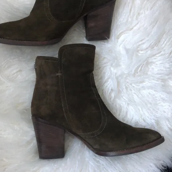 Aquatalia Boots Suede Bootie Women's Shoes Block Heel made in Italy