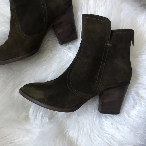 Aquatalia Boots Suede Bootie Women's Shoes Block Heel made in Italy