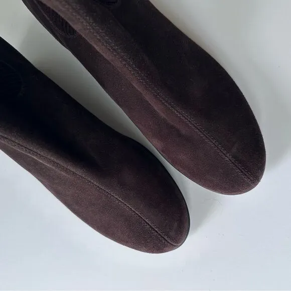 Aquatalia Brown Suede Low Wedge Ankle Boots Size 5.5