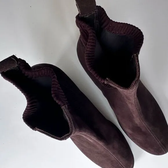 Aquatalia Brown Suede Low Wedge Ankle Boots Size 5.5