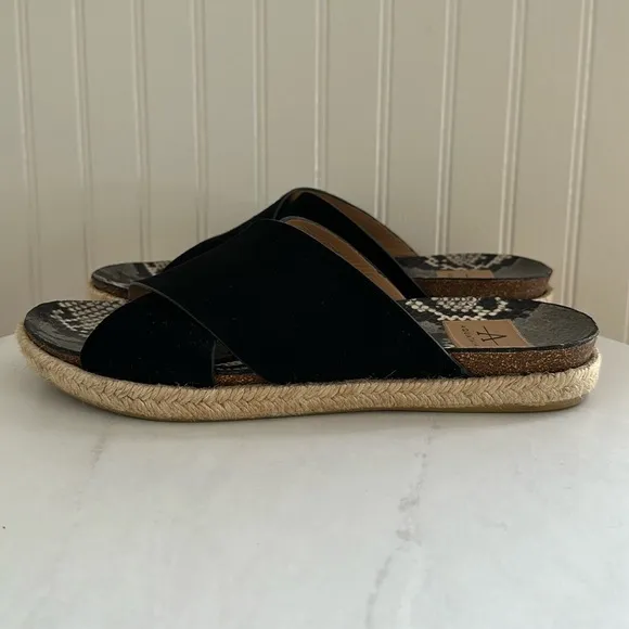 Aquatalia Elyse Espadrille Sandals Suede/Snake Black