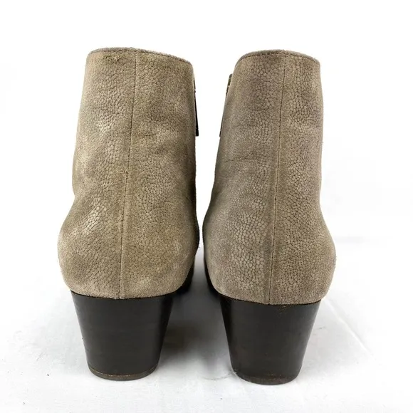 Aquatalia Faylynn Boots Taupe Suede Leather Weatherproof Ankle Booties Heeled 8