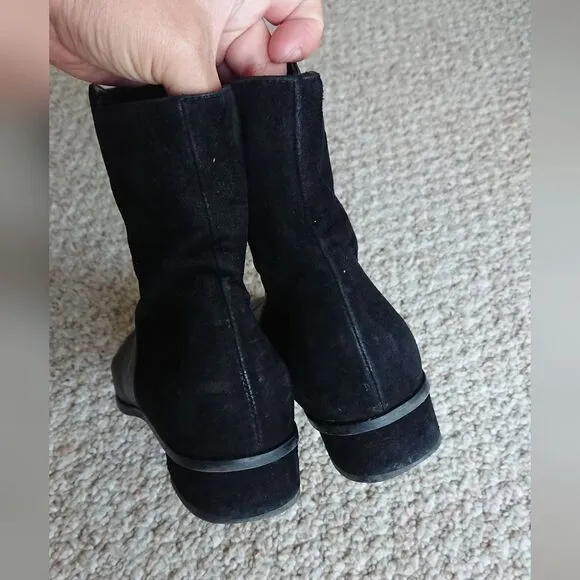 AQUATALIA Lucia Black Leather Suede Ankle Boots Size 8