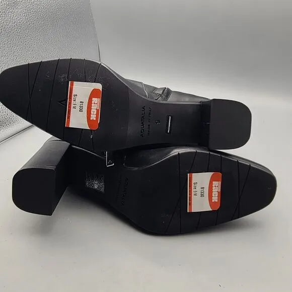Aquatalia Womens ankle boots Luzio Black Weatherproof  Block Heel zip  sz 9 new
