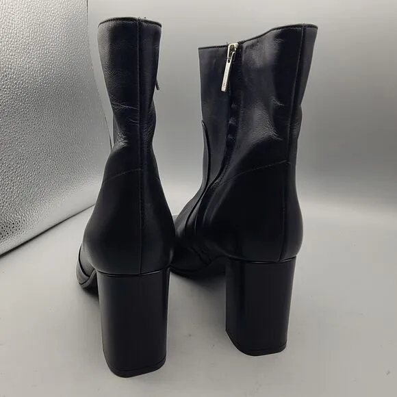 Aquatalia Womens ankle boots Luzio Black Weatherproof  Block Heel zip  sz 9 new