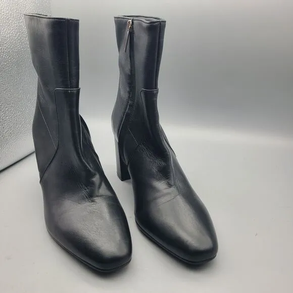 Aquatalia Womens ankle boots Luzio Black Weatherproof  Block Heel zip  sz 9 new
