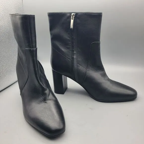 Aquatalia Womens ankle boots Luzio Black Weatherproof  Block Heel zip  sz 9 new