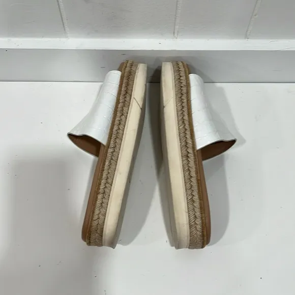 Aquatalia Womens Leather espadrille  Platform Sandals White - Size 8