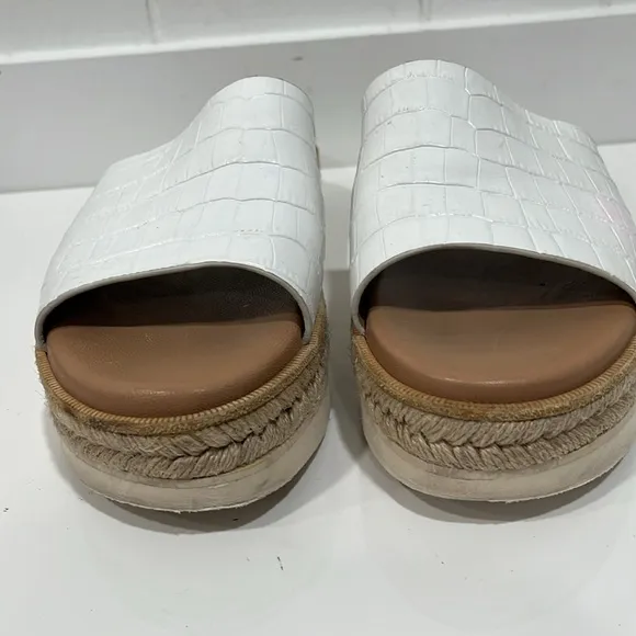 Aquatalia Womens Leather espadrille  Platform Sandals White - Size 8