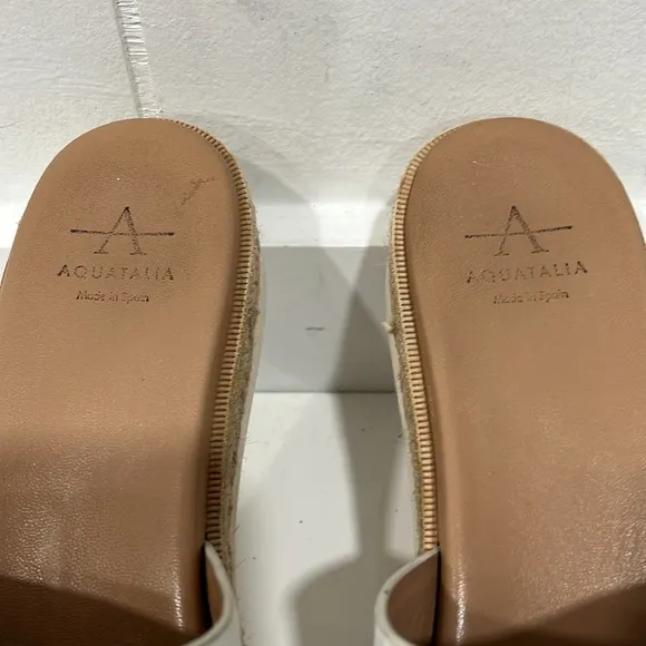 Aquatalia Womens Leather espadrille  Platform Sandals White - Size 8