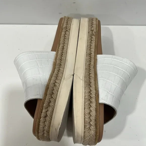 Aquatalia Womens Leather espadrille  Platform Sandals White - Size 8