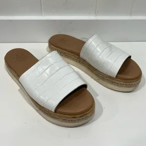 Aquatalia Womens Leather espadrille  Platform Sandals White - Size 8