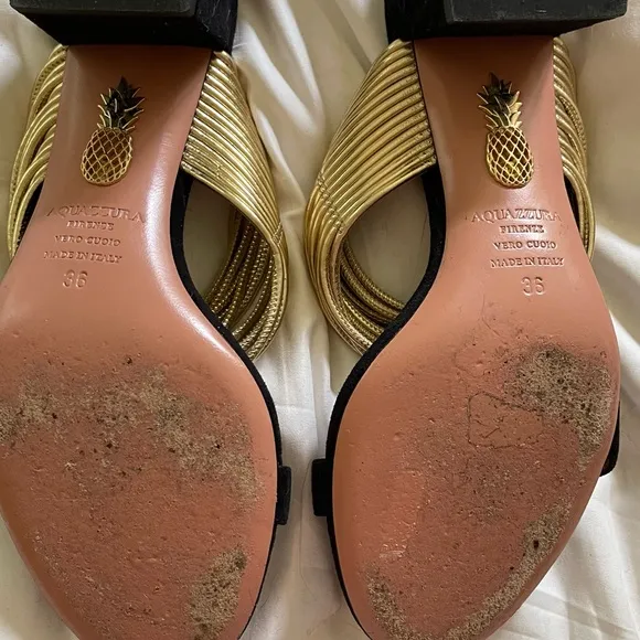 Aquazuura Firenze Rendezvous Sandal Slide Block Heel Size 36 / 6 US