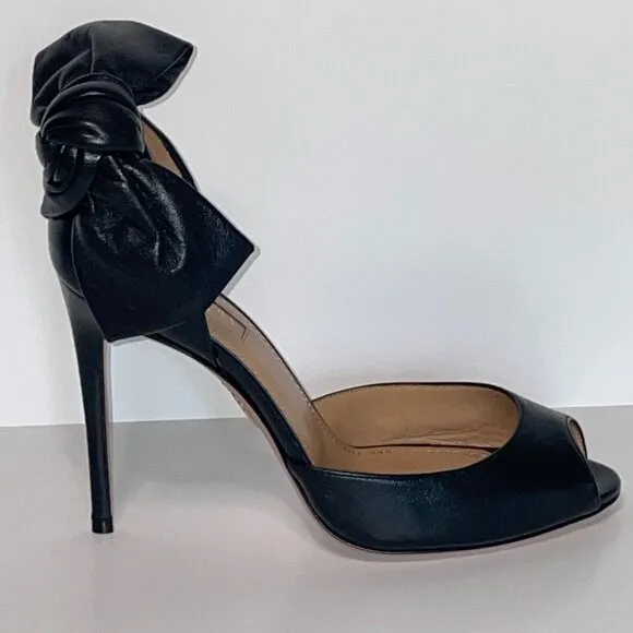 Aquazzura VERSAILLES d'Orsay Bow Peep Toe Stilettos