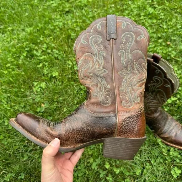 Ariat 15825 Leather Boots Women's Size 6.5‎ Brown Heel Cowboy Cowgirl Western