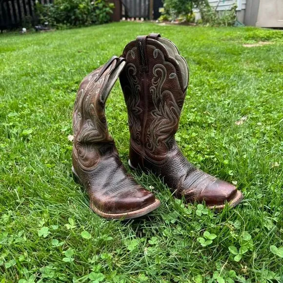 Ariat 15825 Leather Boots Women's Size 6.5‎ Brown Heel Cowboy Cowgirl Western