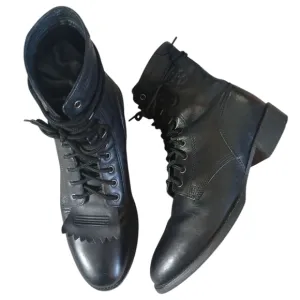 Ariat Black Leather Ankle Boots with Men's Lace-Up Combat Boots Sz 8.5