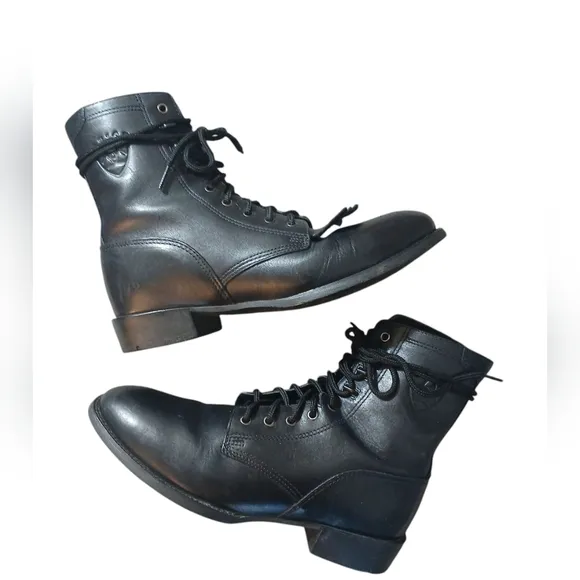 Ariat Black Leather Ankle Boots with Men's Lace-Up Combat Boots Sz 8.5