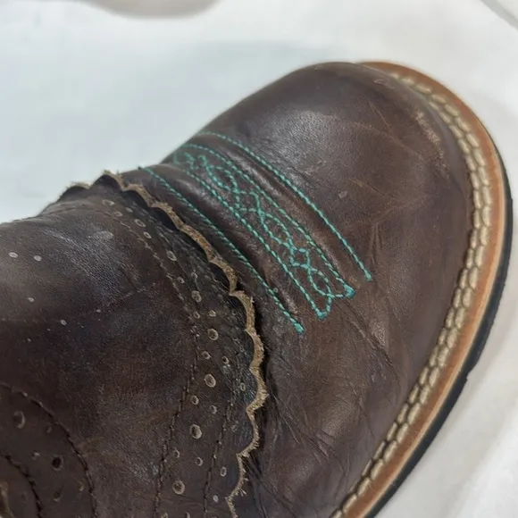 ARIAT FATBABY Cowboy Boots Women's Size 7.5 Blue leather Camo Brown Western