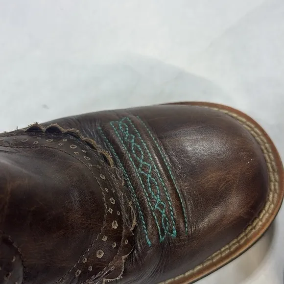 ARIAT FATBABY Cowboy Boots Women's Size 7.5 Blue leather Camo Brown Western