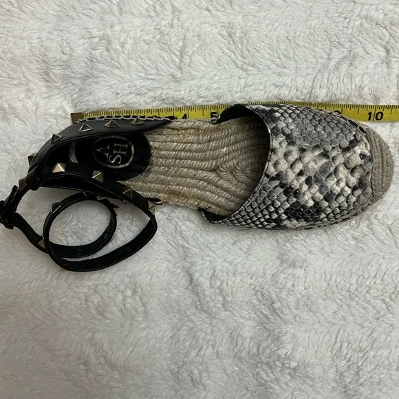 ASH Black and Tan w/gold stud accents Espadrille Sandals in excellent condition