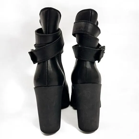 ASH Tank Leather Platform Boots Black Strap Women's Size 41 EU/11US Goth Punk