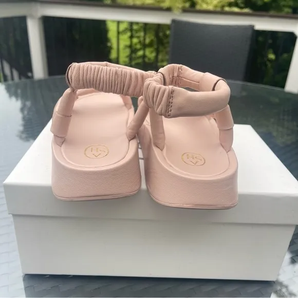 ASH Victoria Womens Leather Quilted Puffy Platform Sandals Blush pink  Sz 38